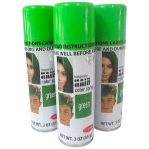 Lot of 3 Goodmark Temporary Green Hair Color Spray 3oz 85g for Halloween Party
